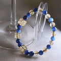 Kyanite & Golden Rutilated Quartz Bracelet | Natural Crystal Blue Bracelet