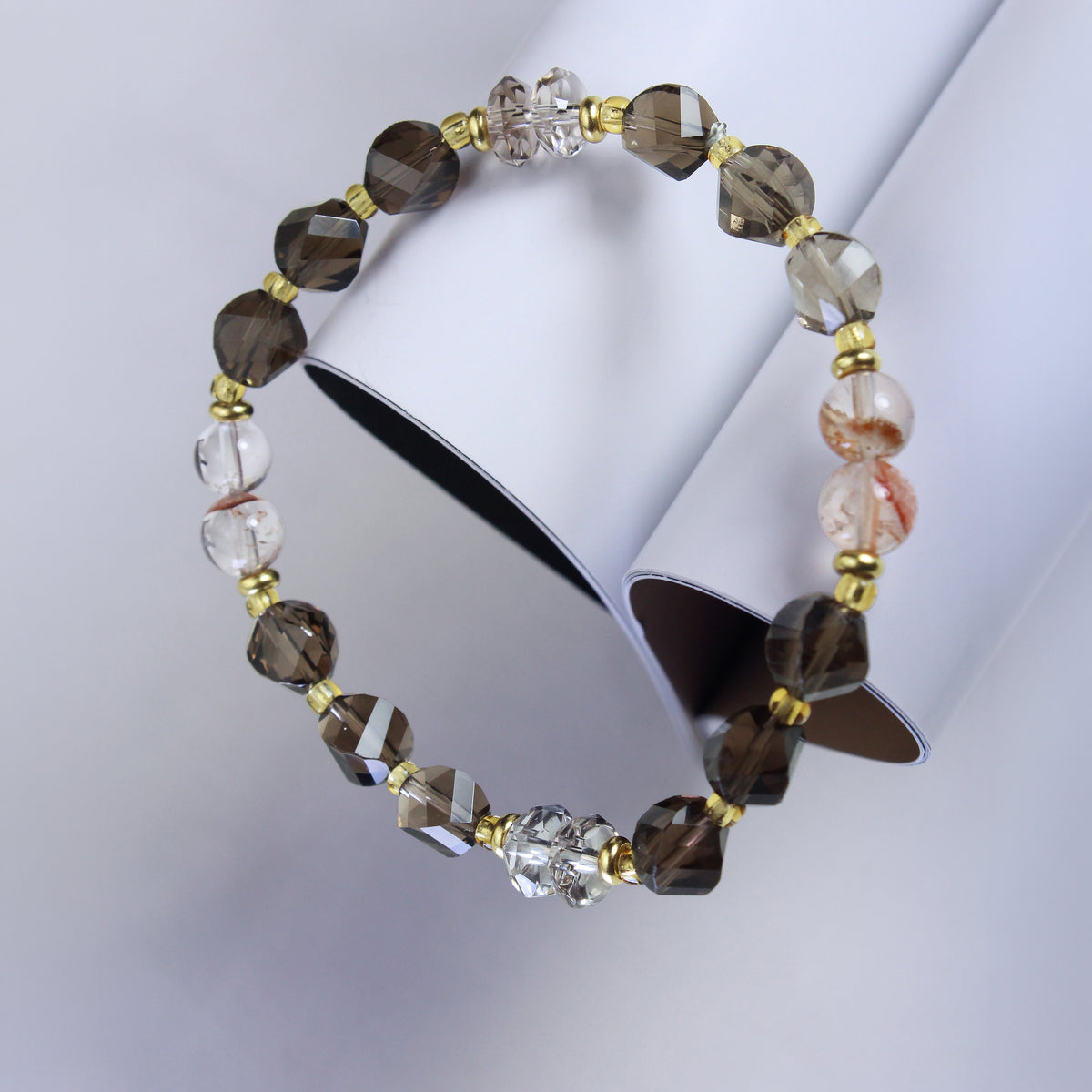 JHUMEN Earth & Ember | Smoky Citrine, Phantom Quartz & Hematoid Quartz Bracelet