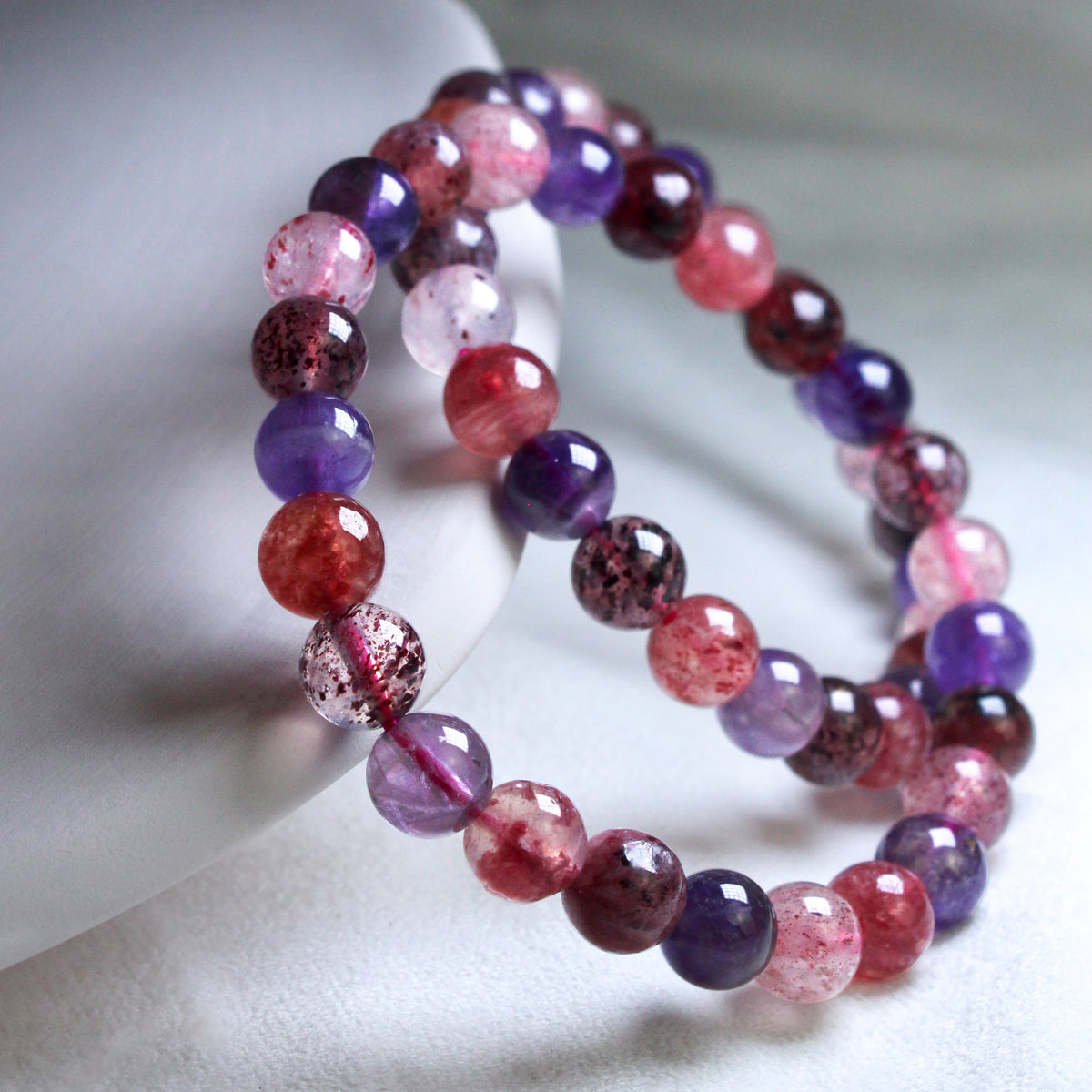 JHUMEN natural crystal bracelet strawberry quartz amethyst bracelet