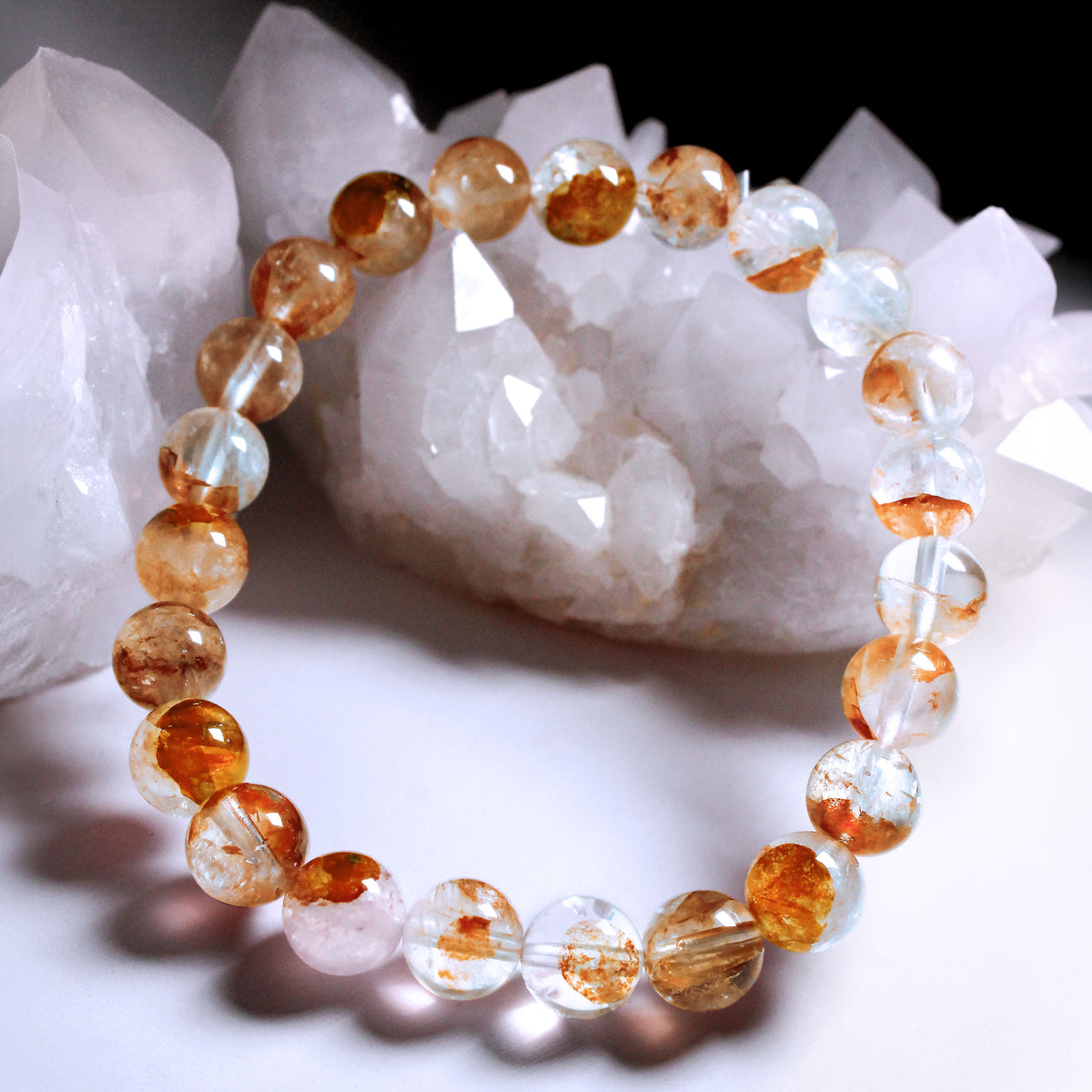 Jhumen Koi Hematoid Quartz Bracelet, natural beaded bracelet