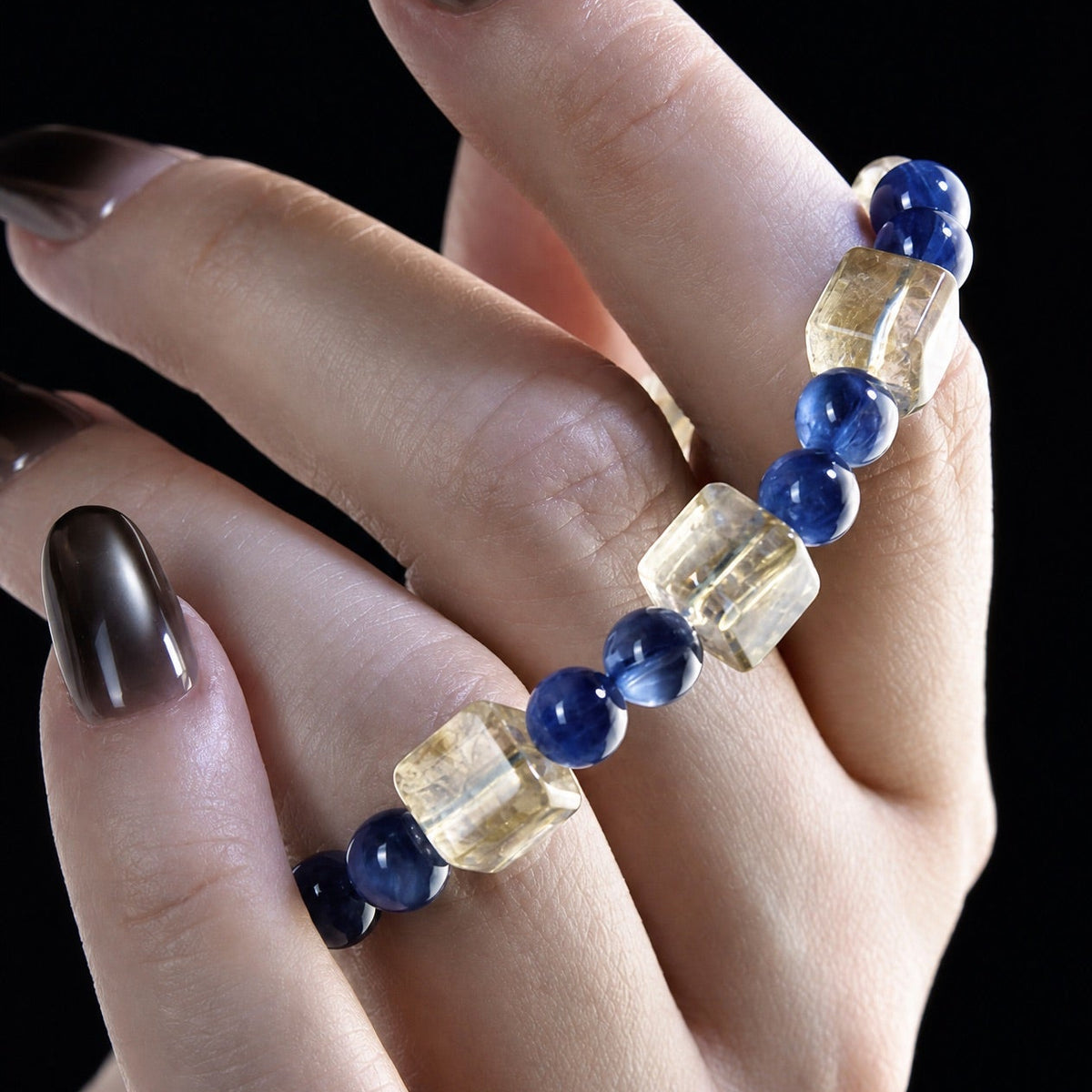 Jhumen Kyanite Golden Rutilated Quartz bracelet