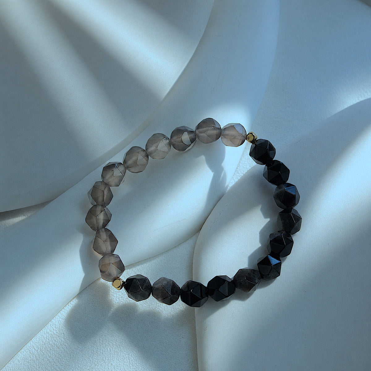 Jhumen Obsidian, Purple Chalcedony natural crystal bracelet