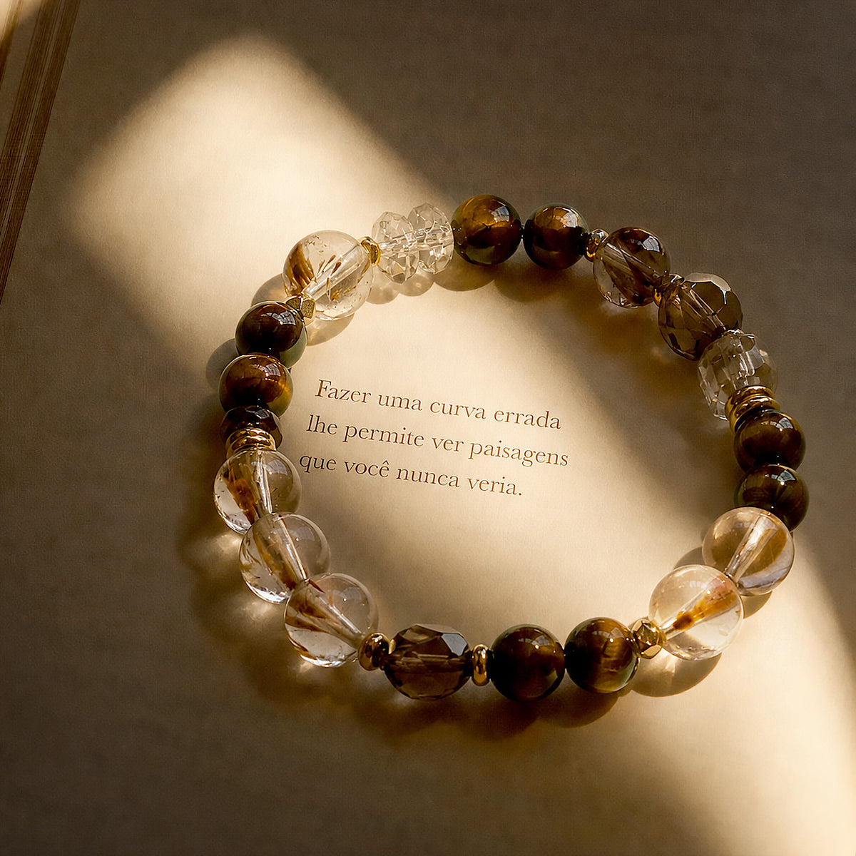 Jhumen gemstone bracelet crystal jewelry gemstone bracelet Frost Fall Ice Flower, Tiger’s Eye, Smoky Quartz, Cat’s Eye