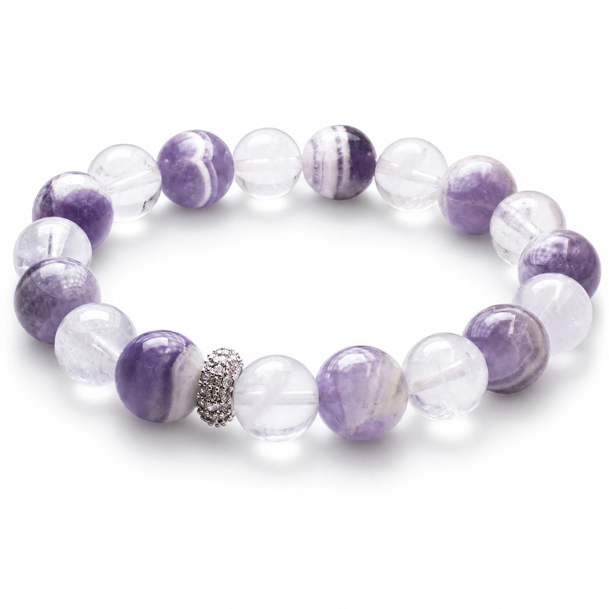 Jhumen white phantom quartz amethyst bracelet beaded beaded bracelet