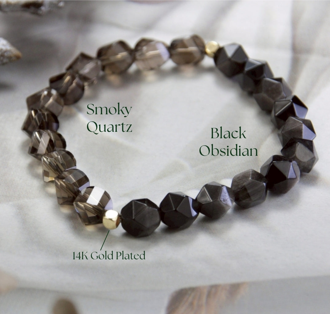 Wear A Night Fall Elegance | Smoky Quartz, Black Obsidian