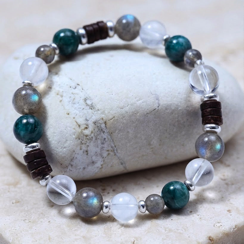 jhumen Blue Apatite Labradorite clear quartz bracelet natural beaded bracelet