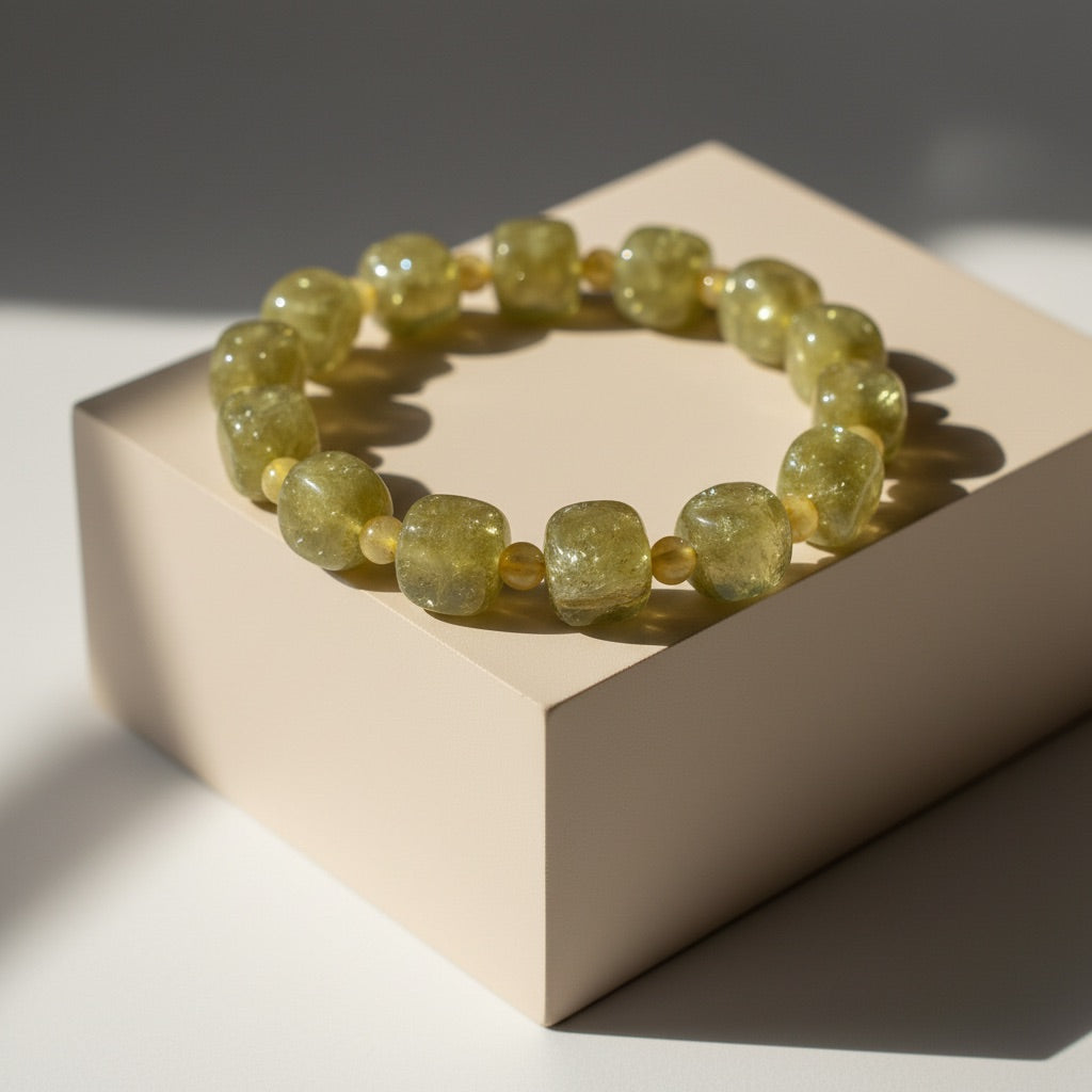 jhumen crystal jewelry Golden Lepidolite Bracelet, natural beaded bracelet