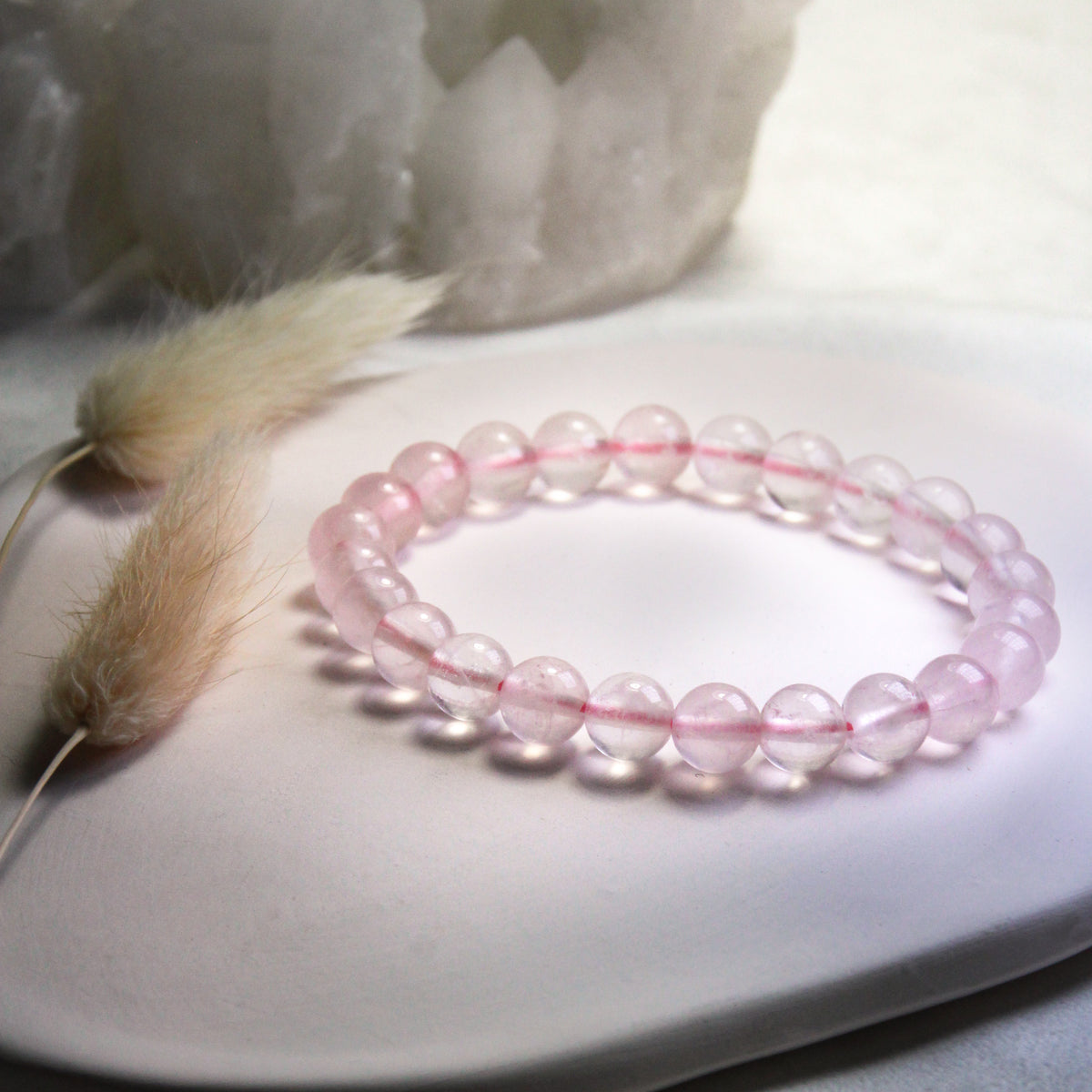 jhumen Rose Quartz Bracelet natural Pink beaded bracelet