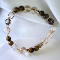 jhumen gemstone bracelet crystal jewelry gemstone bracelet Frost Fall Ice Flower, Tiger’s Eye, Smoky Quartz, Cat’s Eye