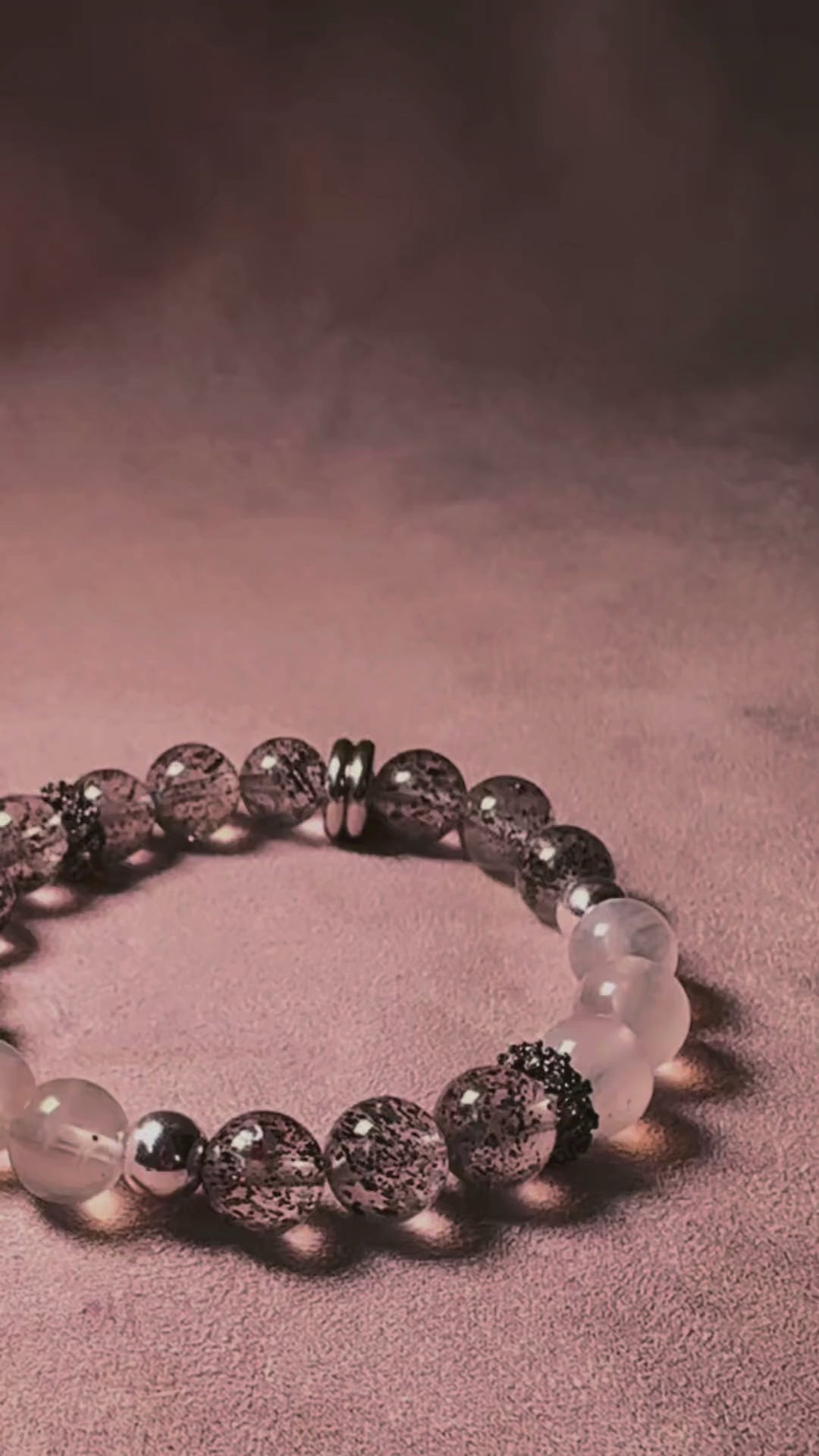 JHUMEN crystal bracelet Black Strawberry Quartz, Moonstone elegant bracelet