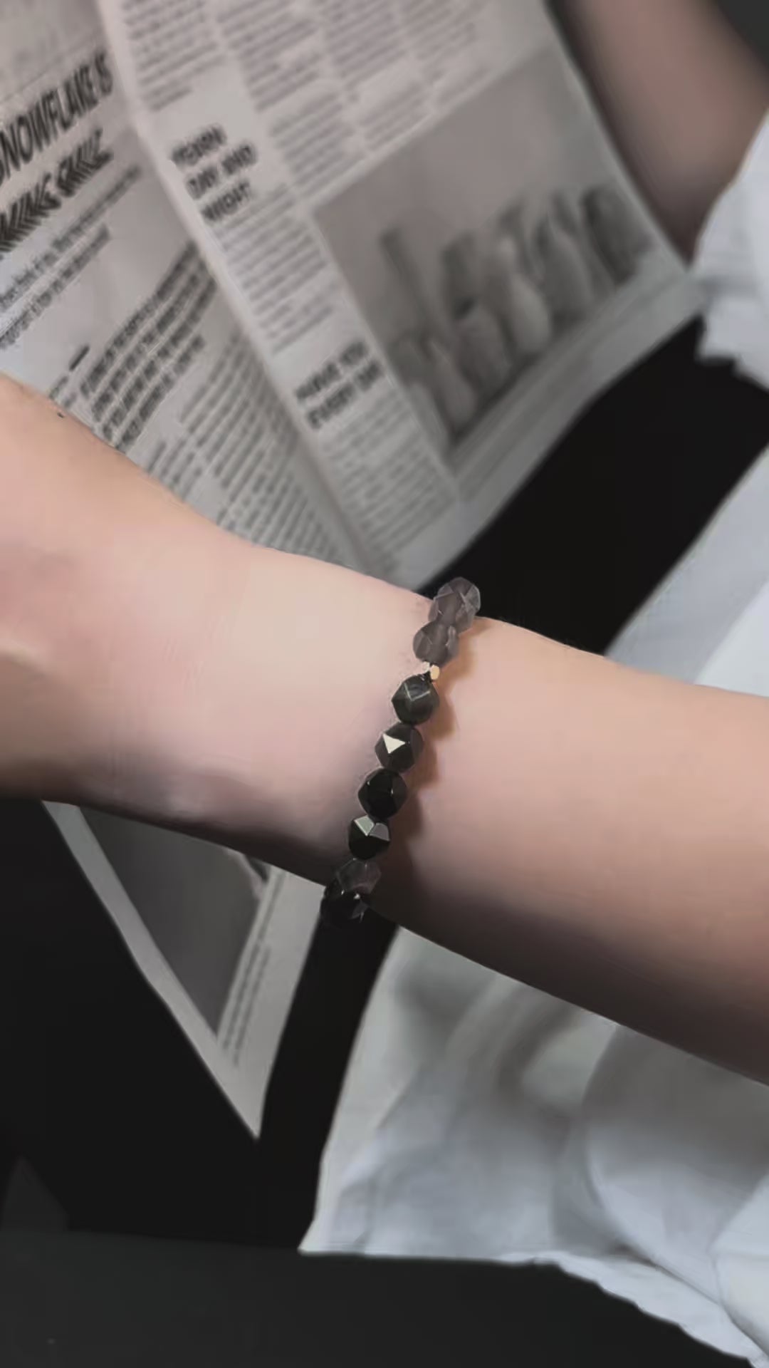 Jhumen Obsidian, Purple Chalcedony natural crystal bracelet
